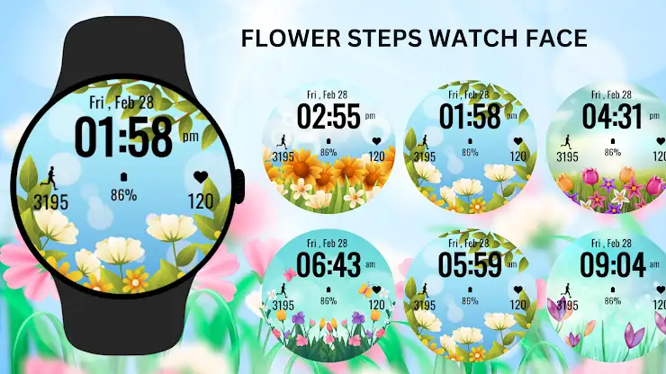 Flower Steps Watch Face screenshot 6