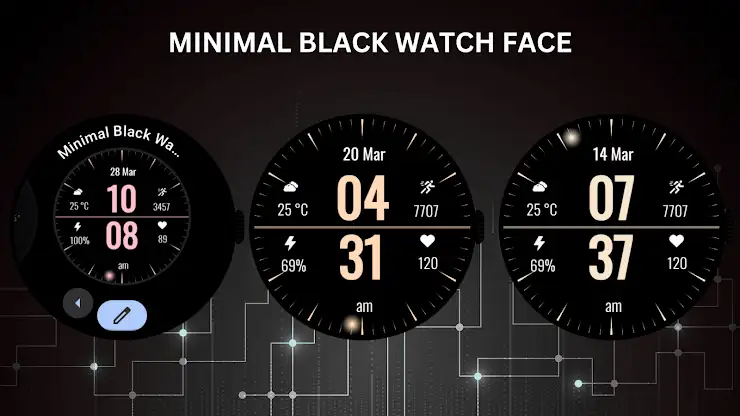 Minimal Black Watch Face screenshot 3