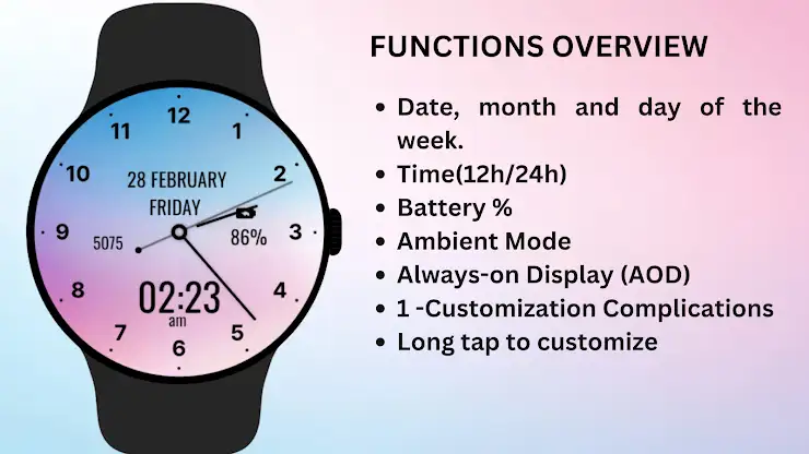 Soft Pink Blue Watch Face screenshot 5