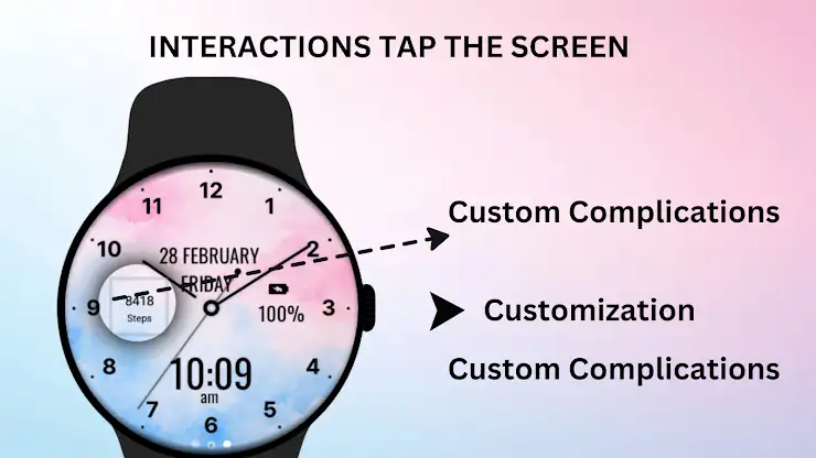 Soft Pink Blue Watch Face screenshot 4