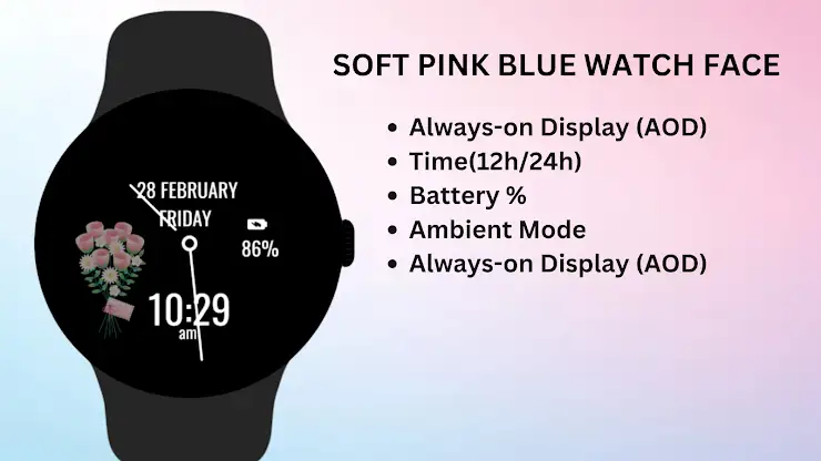 Soft Pink Blue Watch Face screenshot 8
