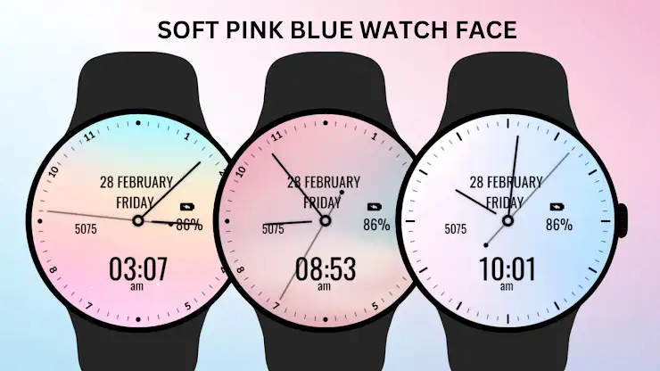 Soft Pink Blue Watch Face screenshot 7