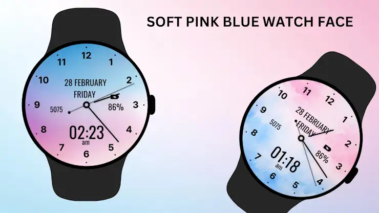 Soft Pink Blue Watch Face screenshot 2