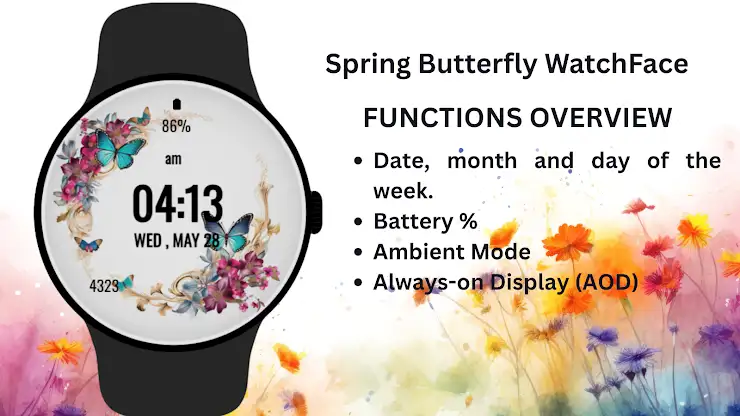 Spring Butterfly Watch Face screenshot 6