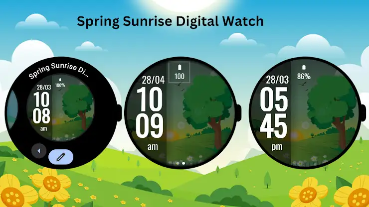 Spring Sunrise Digital Watch screenshot 3