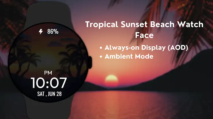 Tropical Sunset BeachWatchFace screenshot 7