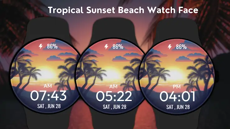 Tropical Sunset BeachWatchFace screenshot 4