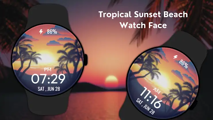 Tropical Sunset BeachWatchFace screenshot 2