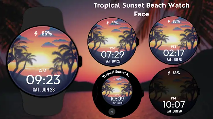 Tropical Sunset BeachWatchFace screenshot 6
