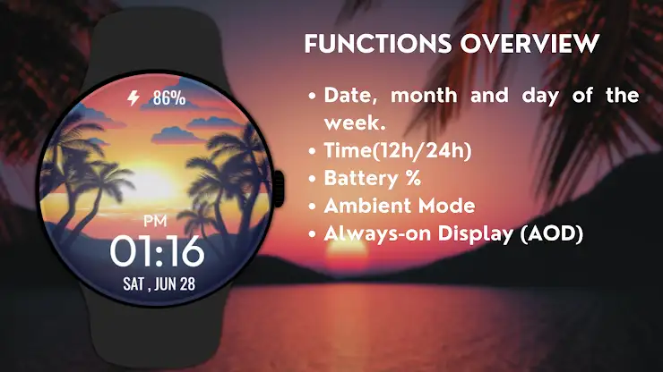 Tropical Sunset BeachWatchFace screenshot 5