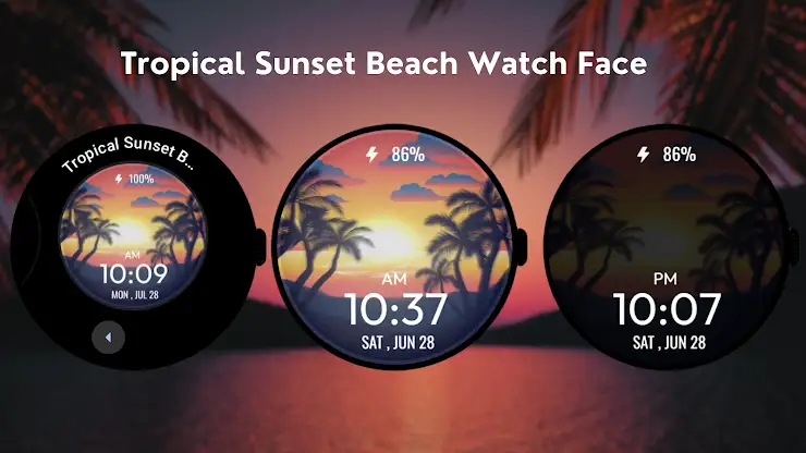 Tropical Sunset BeachWatchFace screenshot 3
