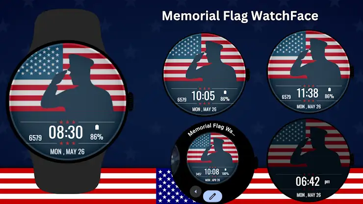 Memorial Flag Watch Face screenshot 7