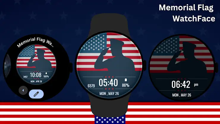 Memorial Flag Watch Face screenshot 3