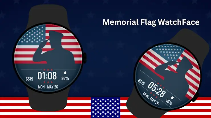 Memorial Flag Watch Face screenshot 2