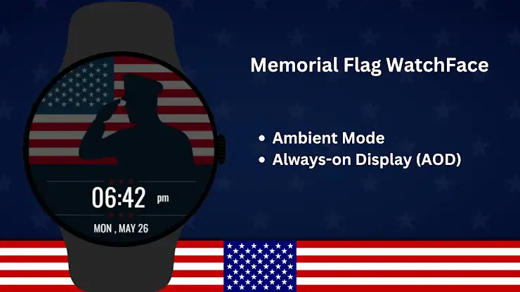 Memorial Flag Watch Face screenshot 8