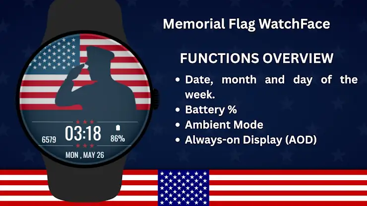 Memorial Flag Watch Face screenshot 6