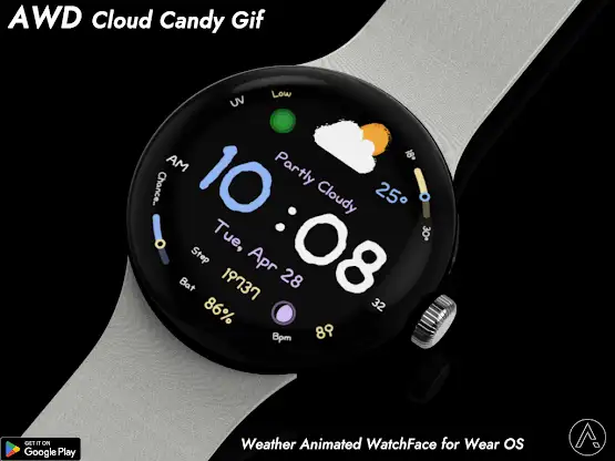 AWD Cloud Candy Gif Watchface screenshot 1