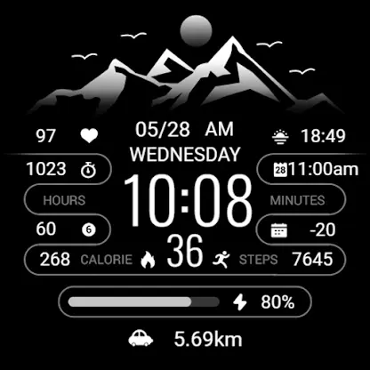 Black White Mountain ZKinWatch screenshot 7