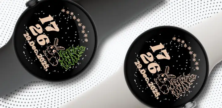 Rose Gold winter bunny snow — Android app banner
