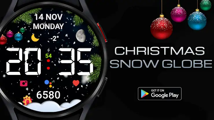 Christmas snow globe Watchface screenshot 1