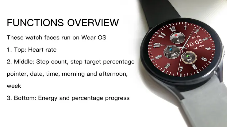 Ink Crimson Quartz For Wear OS screenshot 1