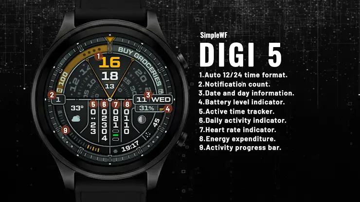 Futuristic Watch Face: DIGI 5 screenshot 4