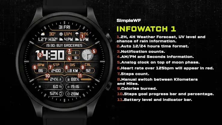 Digital Watch Face Infowatch 1 screenshot 3