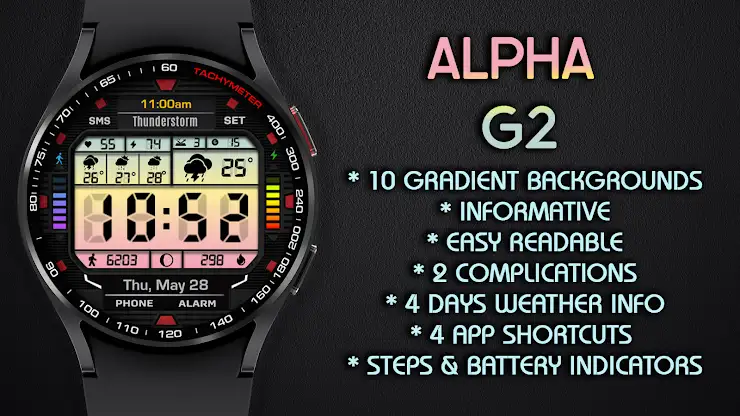 Alpha G2 Digital Watch Face screenshot 5