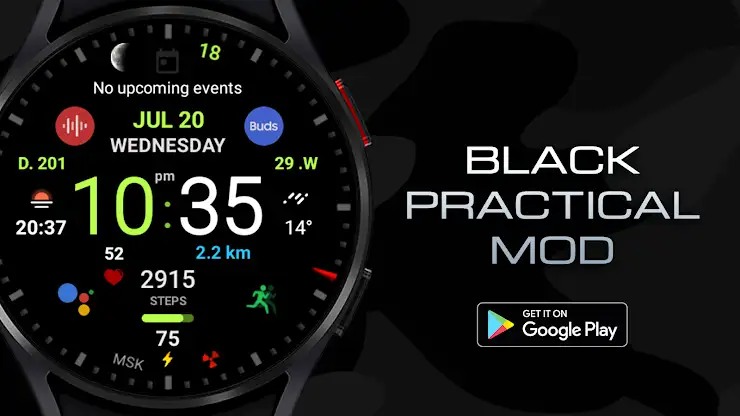 Black practical MOD Watch face screenshot 3