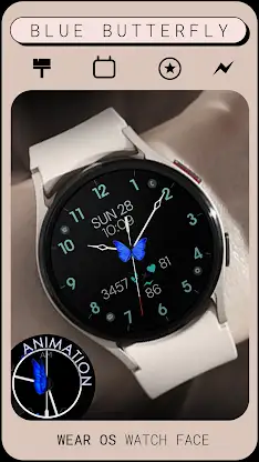 Blue Butterfly Watch Face screenshot 2