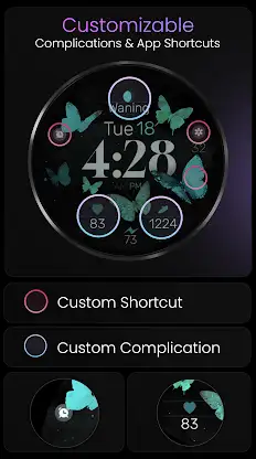 Butterfly Digital Watch Face screenshot 4