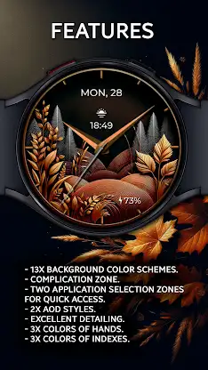 Golden Autumn Fall Watch Face screenshot 4