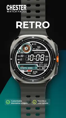 Chester Retro: LCD Watch Face screenshot 1