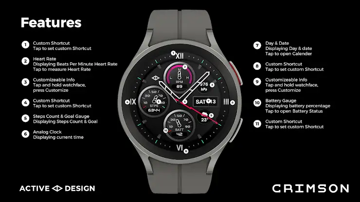 Crimson: Analog Watch Face screenshot 2
