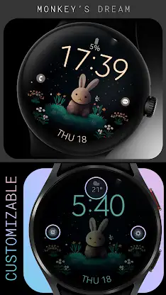 Cute Bunny digital watch face screenshot 2