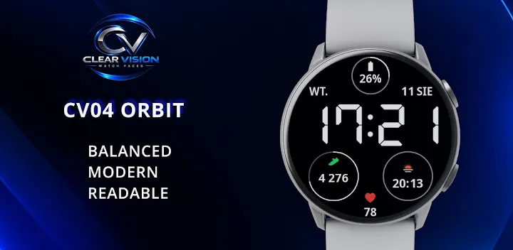 Clear Vision CV04 Watch Face — Android app banner