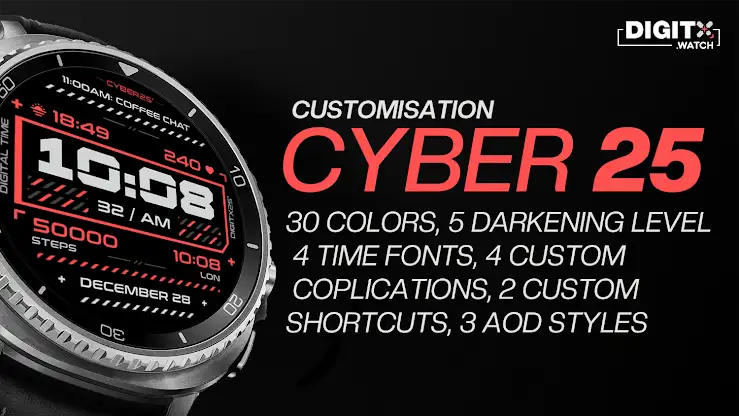 Cyber 25 Digital Watch Face screenshot 3
