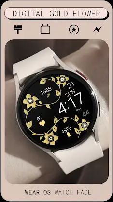Digital Gold Flower Watch Face screenshot 4