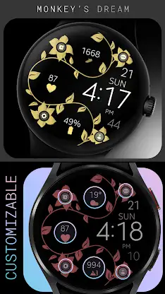 Digital Gold Flower Watch Face screenshot 3