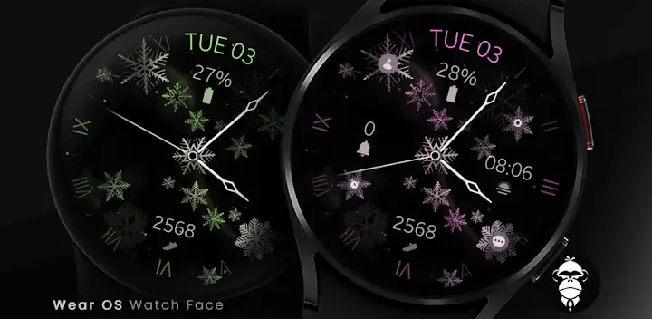 Elegant Snowflakes watch face — Android app banner