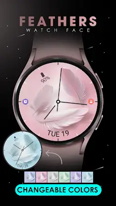 Feathers Pink watch face screenshot 3