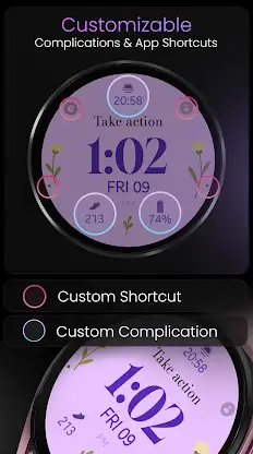 Floral Motivation Watch Face screenshot 3