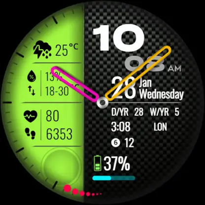 Carbon Grey Hybrid Watch Face screenshot 3