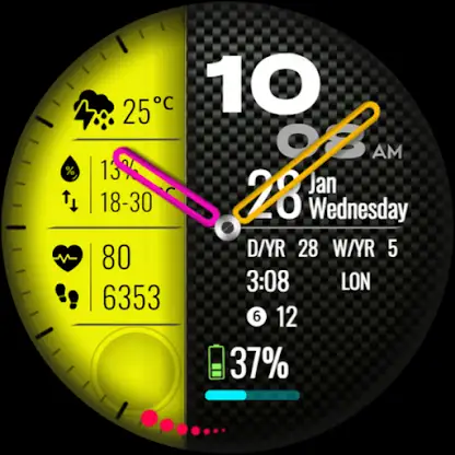 Carbon Grey Hybrid Watch Face screenshot 2