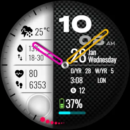 Carbon Grey Hybrid Watch Face screenshot 1