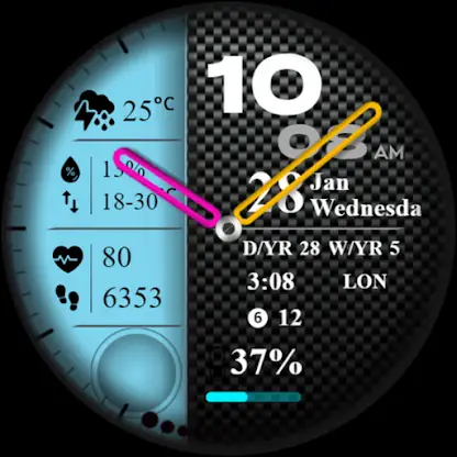 Carbon Grey Hybrid Watch Face screenshot 4