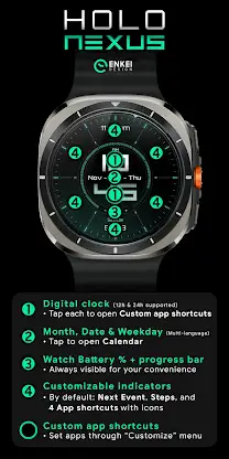 Holo Nexus digital watch face screenshot 5