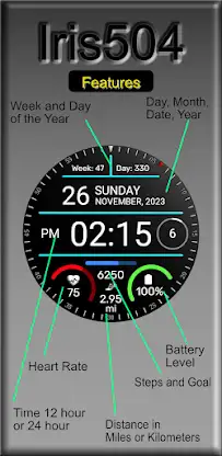 Iris504 Digital Watch Face screenshot 2