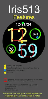 Digital Watch Face Iris513 screenshot 4