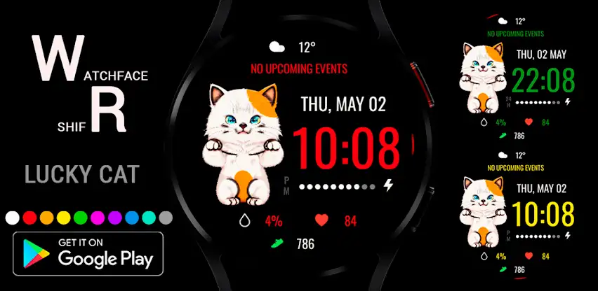 Lucky Cat Digital Watch Face screenshot 1